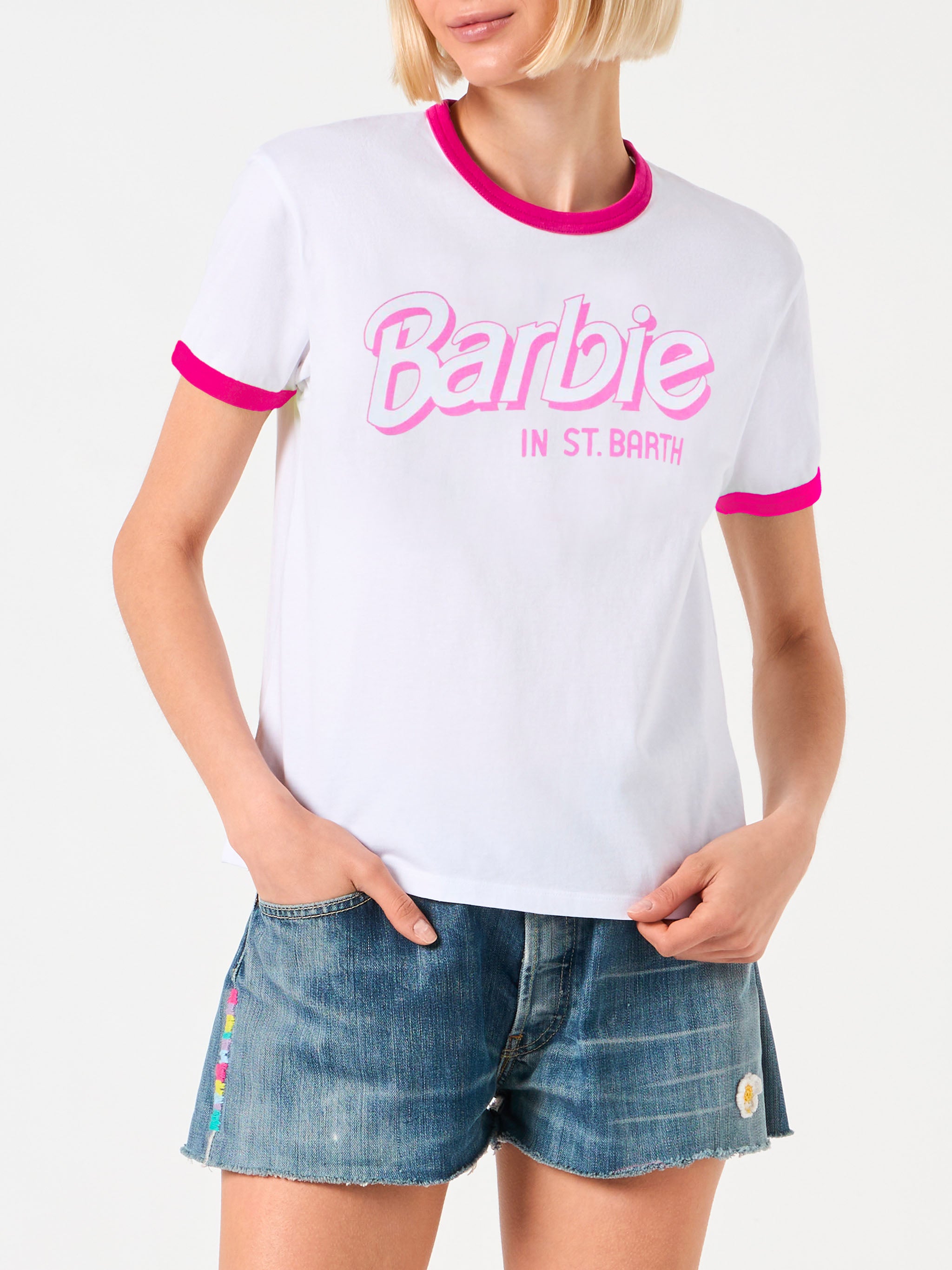 Womens ladies girls t shirt fashion TEE BARBIE LOGO S-XL 3YR-11YR