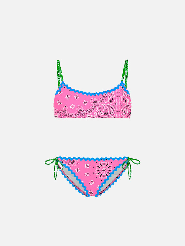 Mädchen-Bralette-Bikini mit Bandana-Print