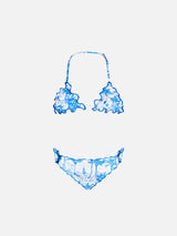 Mädchen-Triangel-Bikini mit Toile-de-Jouy-Print