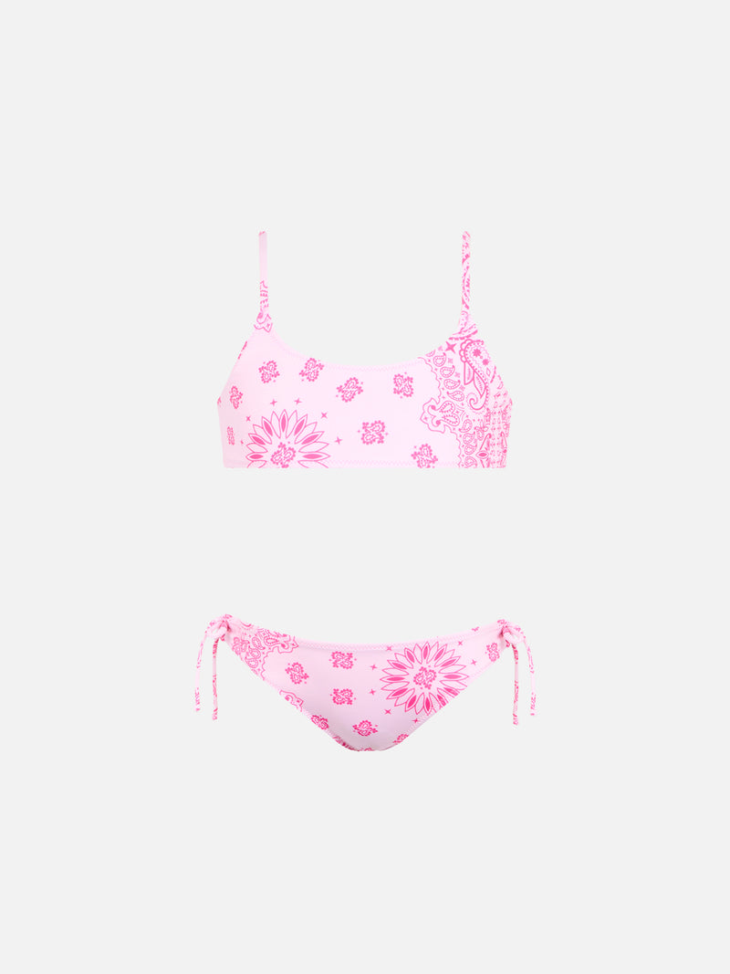 Bikini s bralette bandana rosa da bambina Jaiden