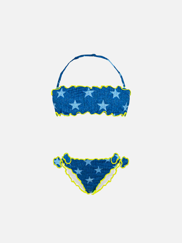 Bandeau-Bikini für Mädchen mit Sternenprint