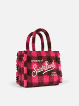 Borsa a mano Wooly Colette con frange e motivo check