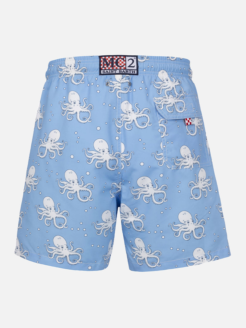 Mittellange Gustavia-Badeshorts für Herren mit Oktopus-Print