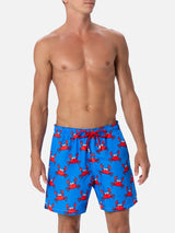 Man mid-length Gustavia swim-shorts with crab print