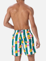 Man mid-length Gustavia swim-shorts with ducky Big Babol print | BIG BABOL SPECIAL EDITION