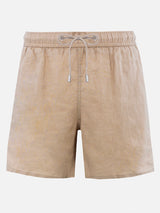 Man beige linen swim shorts