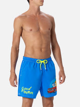 Man mid-length Gustavia swim-shorts with Cryptopuppets placed print| CRYPTOPUPPETS SPECIAL EDITION