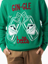 Man crewneck sweater with GIN-GLE bells jacquard print