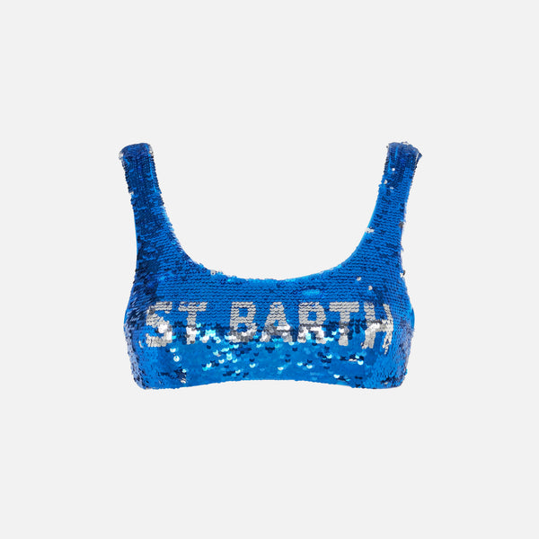 Fucsia sequined bralette with silver logo – MC2 Saint Barth