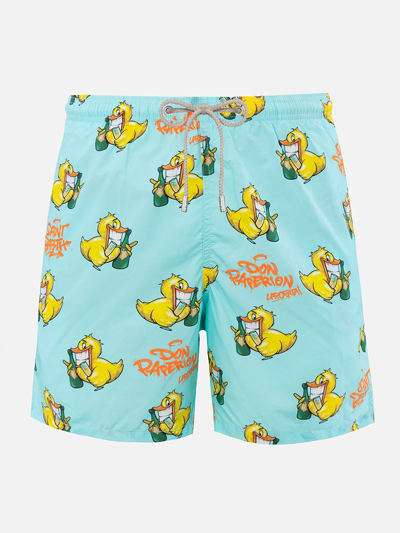 Man lightweight fabric swim-shorts Lighting with Cryptopuppets print | CRYPTOPUPPETS SPECIAL EDITION