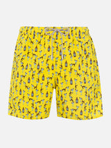 Herren-Badeshorts aus leichtem Stoff Lighting Micro Fantasy mit Gin- und Affen-Print