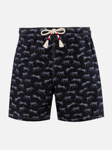 Man lightweight fabric swim-shorts Lighting 70 with micro cheeta print