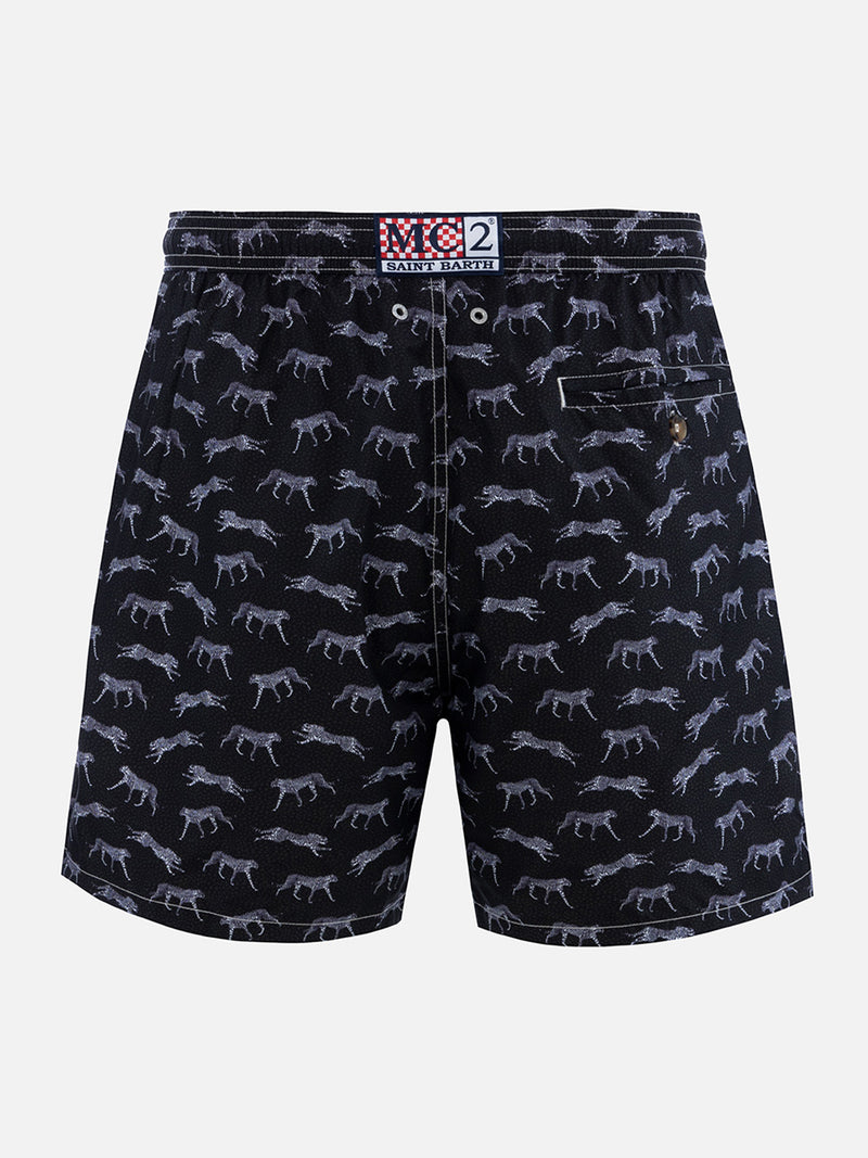 Man lightweight fabric swim-shorts Lighting 70 with micro cheeta print