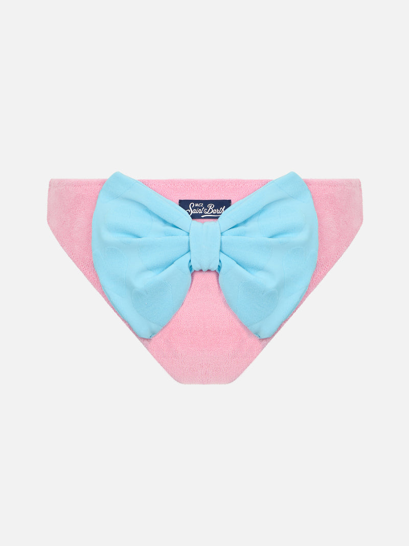 Girl pink terry swim briefs Madame with bow