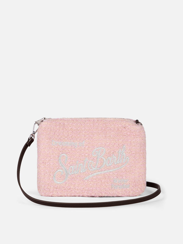 Pouch a tracolla  Parisienne in maglia bouclé rosa