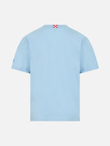 Jungen-T-Shirt aus Baumwolljersey Portofino Jr mit Stai calmo lo dici al mare-Stickerei