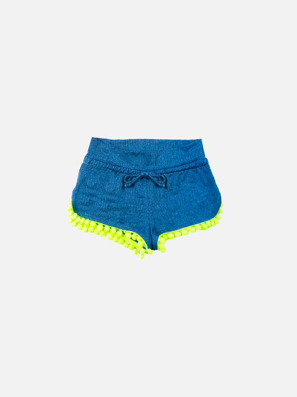 Blue denim girl beach shorts
