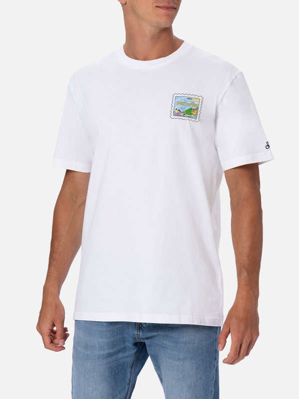 T-shirt uomo in cotone con stampa cartolina Portofino davanti e dietro | EDIZIONE SPECIALE ALESSANDRO ENRIQUEZ