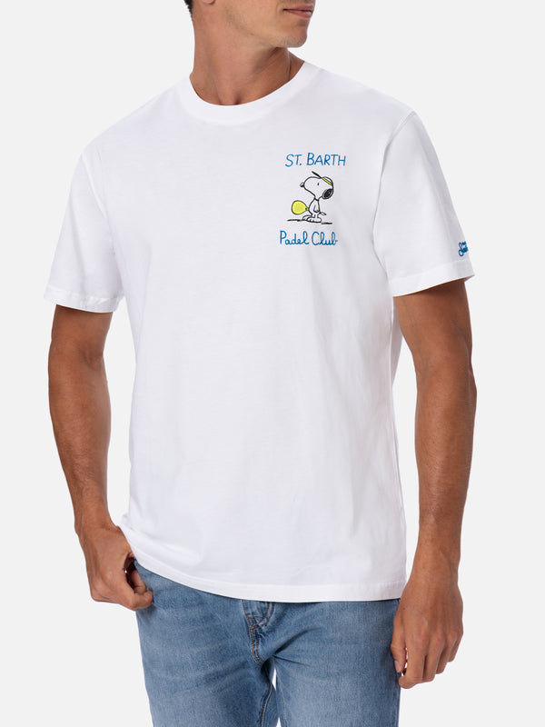 T-shirt da uomo in cotone con stampa e ricamo Snoopy padel| EDIZIONE SPECIALE SNOOPY PEANUTS™