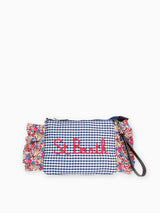 Cross-body bag with flounces and embroidery