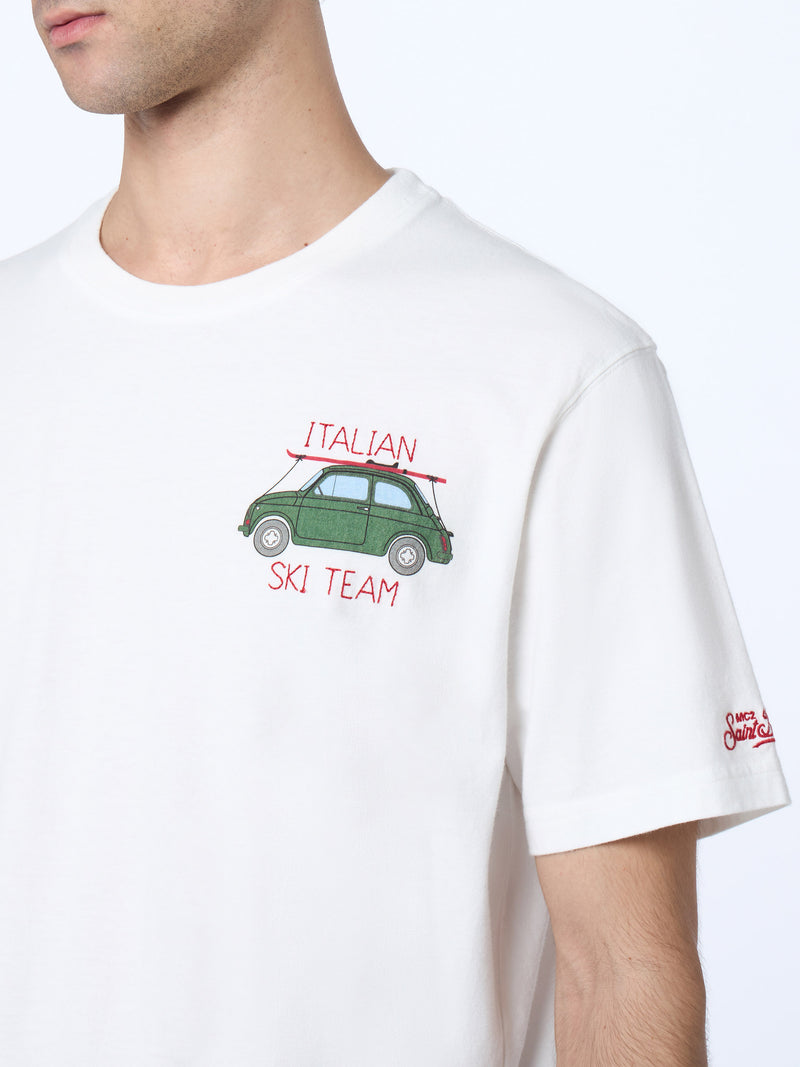 Man heavy cotton t-shirt Arnott with  Italian Ski Team  embroidery | FIAT 500 SPECIAL EDITION