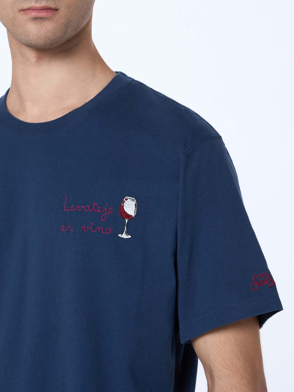 Herren-T-Shirt Arnott aus schwerer Baumwolle mit Lavateje er vino-Stickerei | VACANZE DI NATALE SONDERAUSGABE