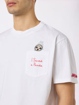 Man cotton t-shirt Austin with watch print and embroidery