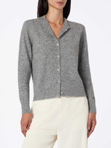 Cardigan da donna grigio Bellamy con strass argento