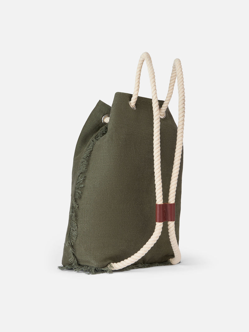 Green boat linen backpack