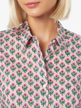 Camicia da donna over Brigitte in cotone con stampa fiori