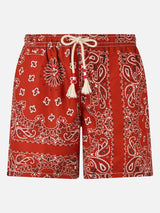 Man swim shorts with bandanna print