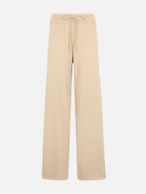 Pantaloni da donna beige in maglia Cabon