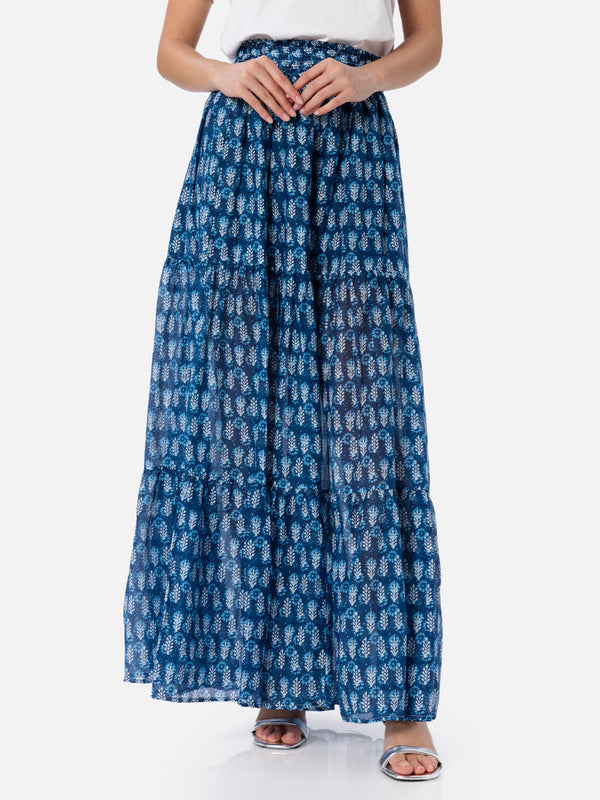 Woman silk voile pleated long skirt Cheyenne