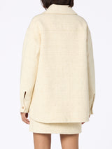 Woman wooly tweed white jacket Chantel with sequins