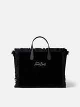 Borsa a mano Colette in velluto nero con logo in strass