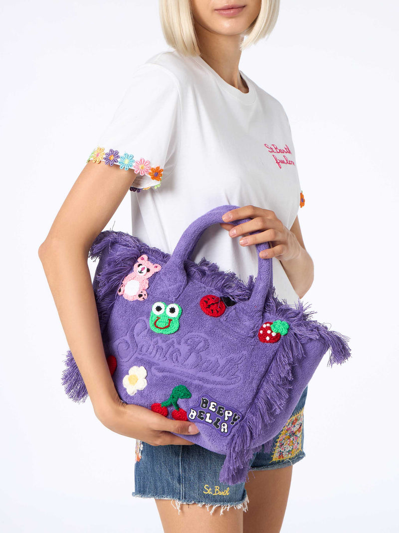 Colette purple terry multipatch soft handbag | BEEPY BELLA SPECIAL EDITION