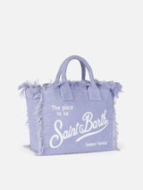 Borsa tote in lino Vanity Lilac con logo Saint Barth