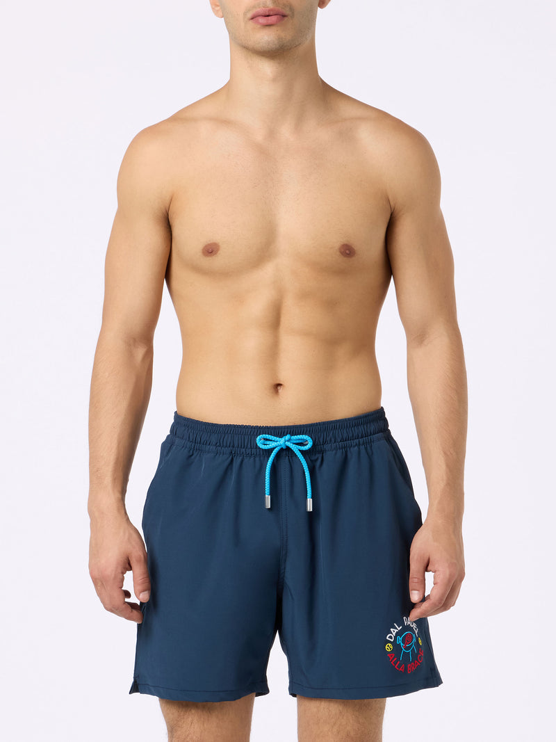 Man Comfort swim shorts with Dal Padel alla Brace embroidery | INSULTI LUMINOSI SPECIAL EDITION