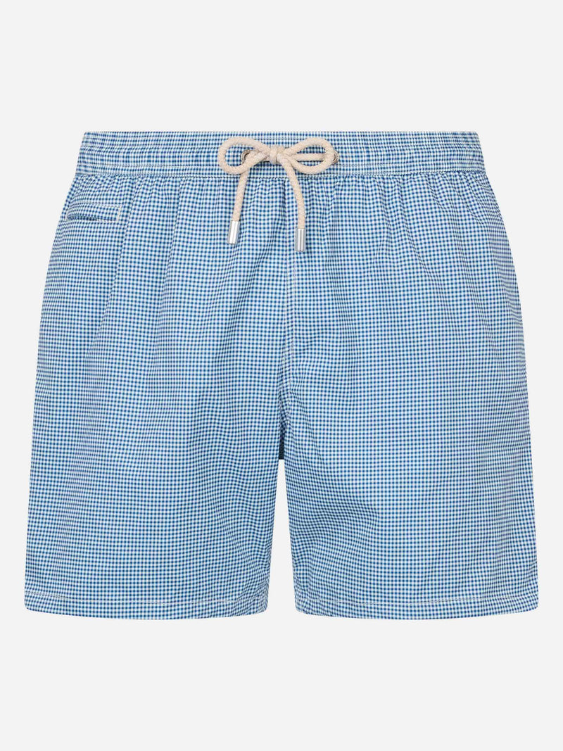 Man Comfort Light swim shorts with gingham print