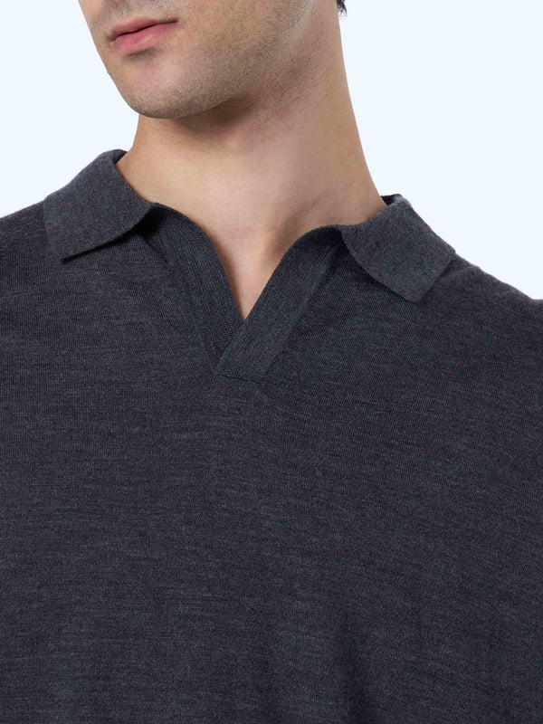 Man charcoal merino polo Covent