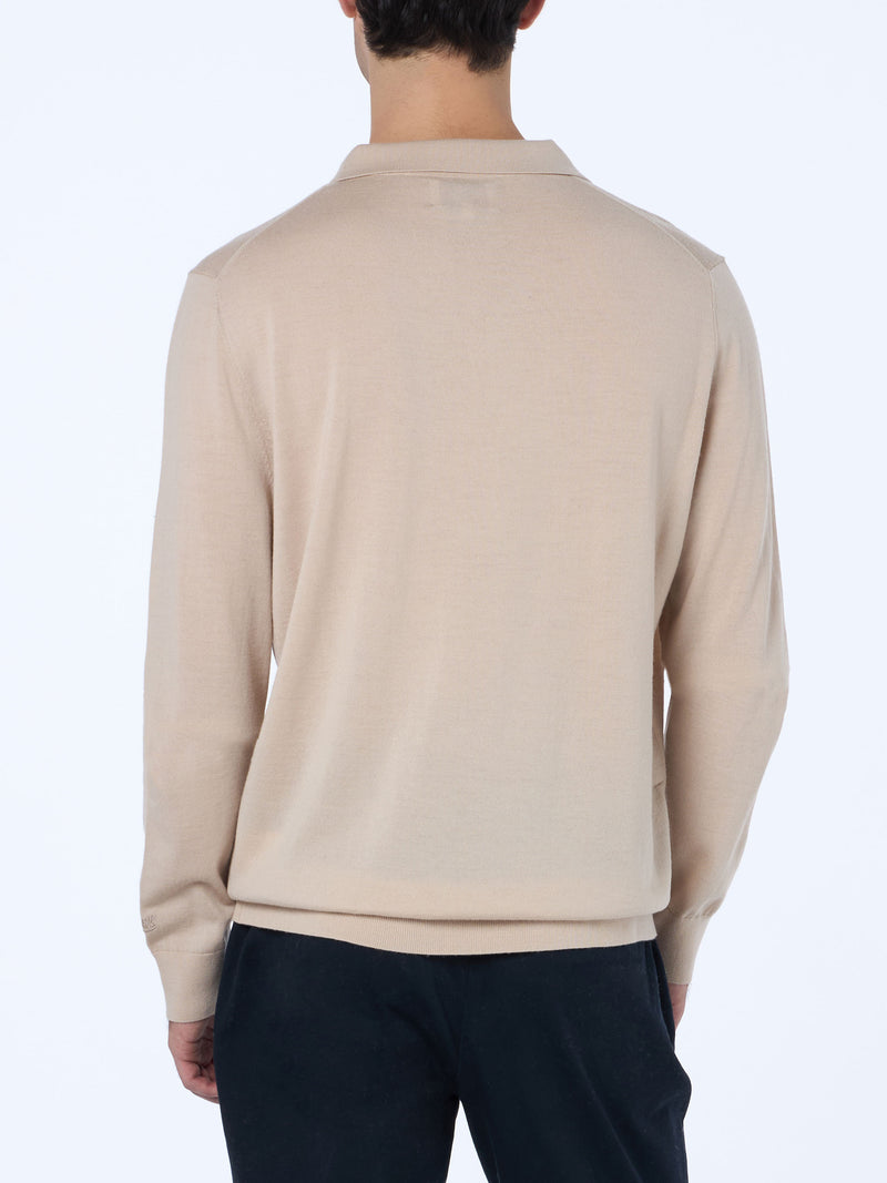 Man beige merino polo Covent