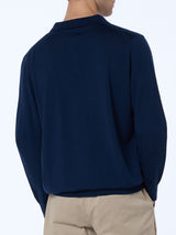 Man navy blue merino polo Covent