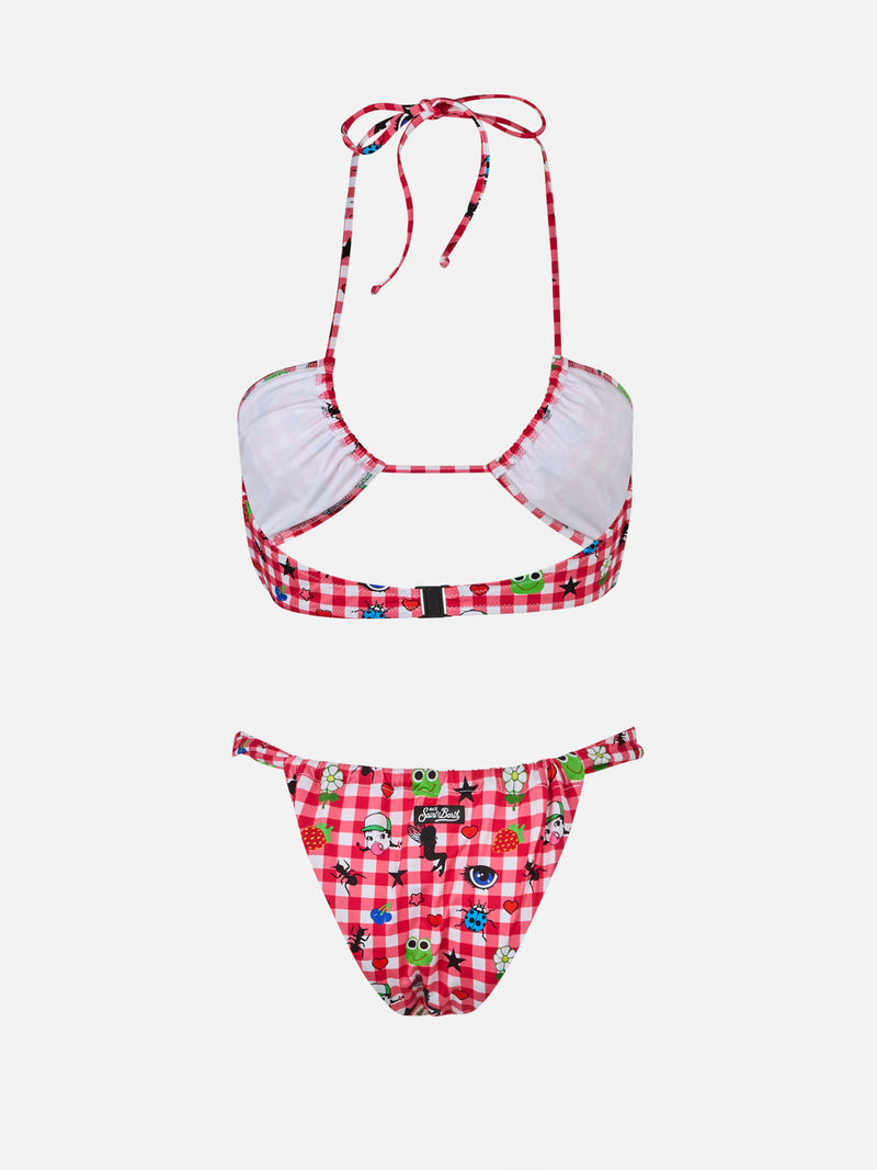 Women bandeau bikini Dahelle with gingham and fancy print | BEEPY BELLA SPECIAL EDITION