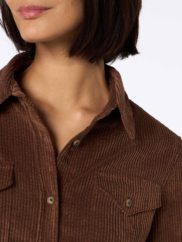 Woman shirt Deer corduroy brown