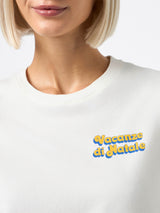 Damen-T-Shirt Emilie aus schwerer Baumwolle mit Vacanze di Natale-Aufdruck | VACANZE DI NATALE SONDERAUSGABE