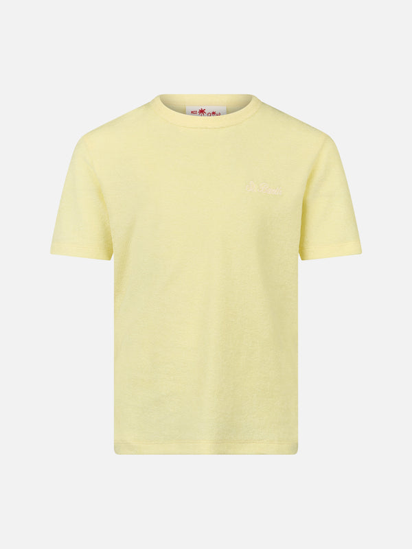 Boy pale yellow terry t-shirt Gary with St. Barth embroidery