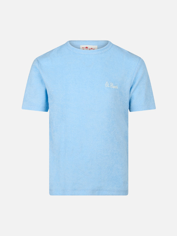 Boy light blue terry t-shirt Gary with St. Barth embroidery