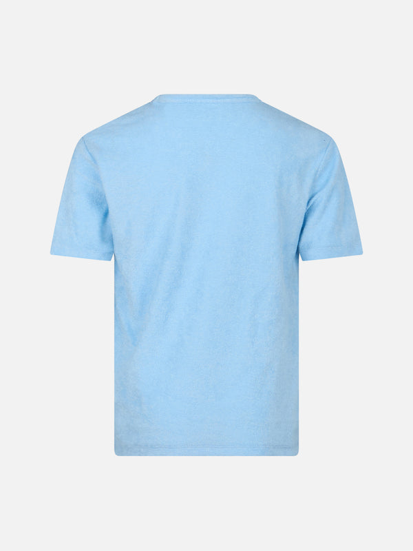 Boy light blue terry t-shirt Gary with St. Barth embroidery