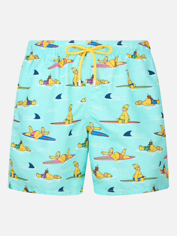 Man mid-length Gustavia swim-shorts with Homer Simpson print | THE SIMPSONS SPECIAL EDITION