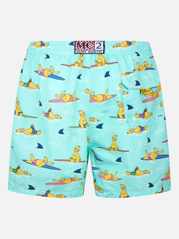 Man mid-length Gustavia swim-shorts with Homer Simpson print | THE SIMPSONS SPECIAL EDITION